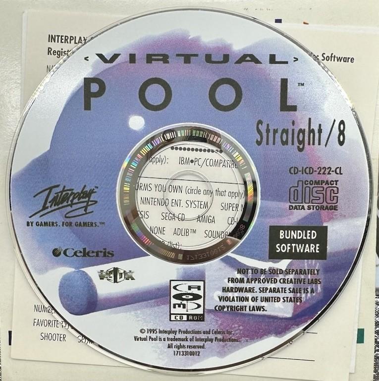 Virtual Pool PC Complete PAL In Good Condition 9528