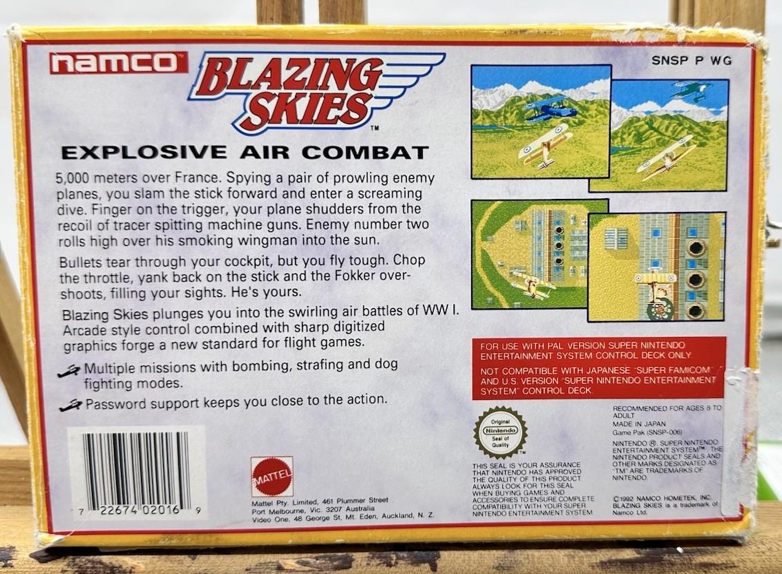 Blazing Skies Super Nintendo SNES AUS PAL Game Complete Damaged Box 10222