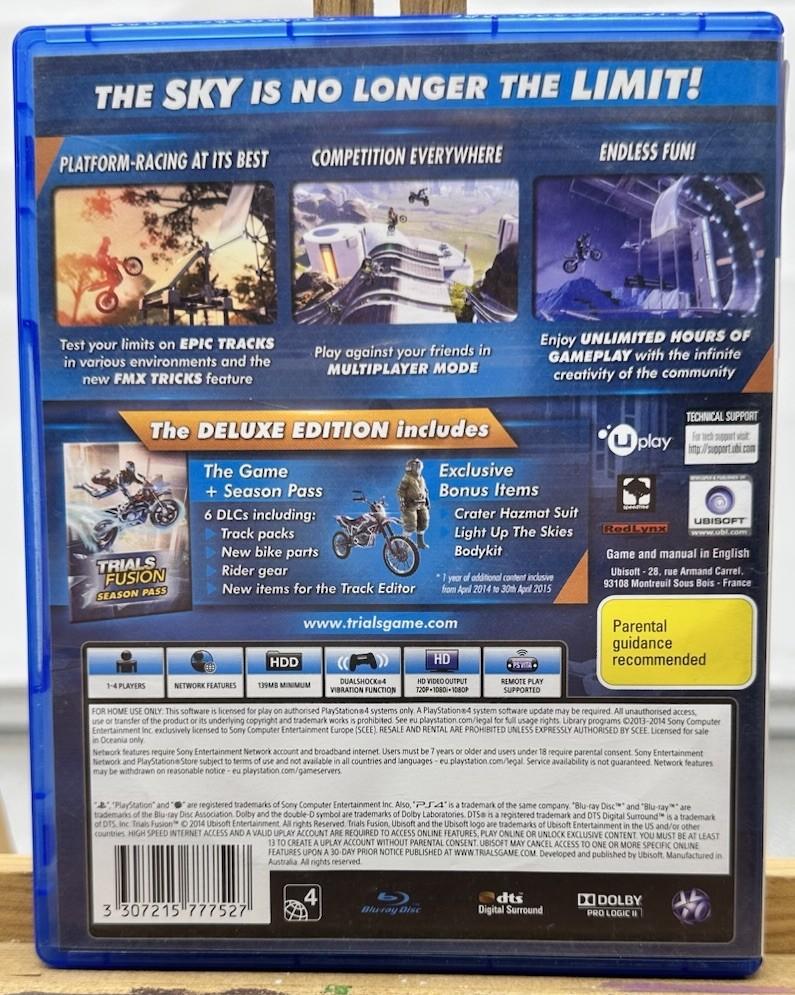 Trials Fusion PAL Play Station 4 / PS4 Complete In Good Condition 9855