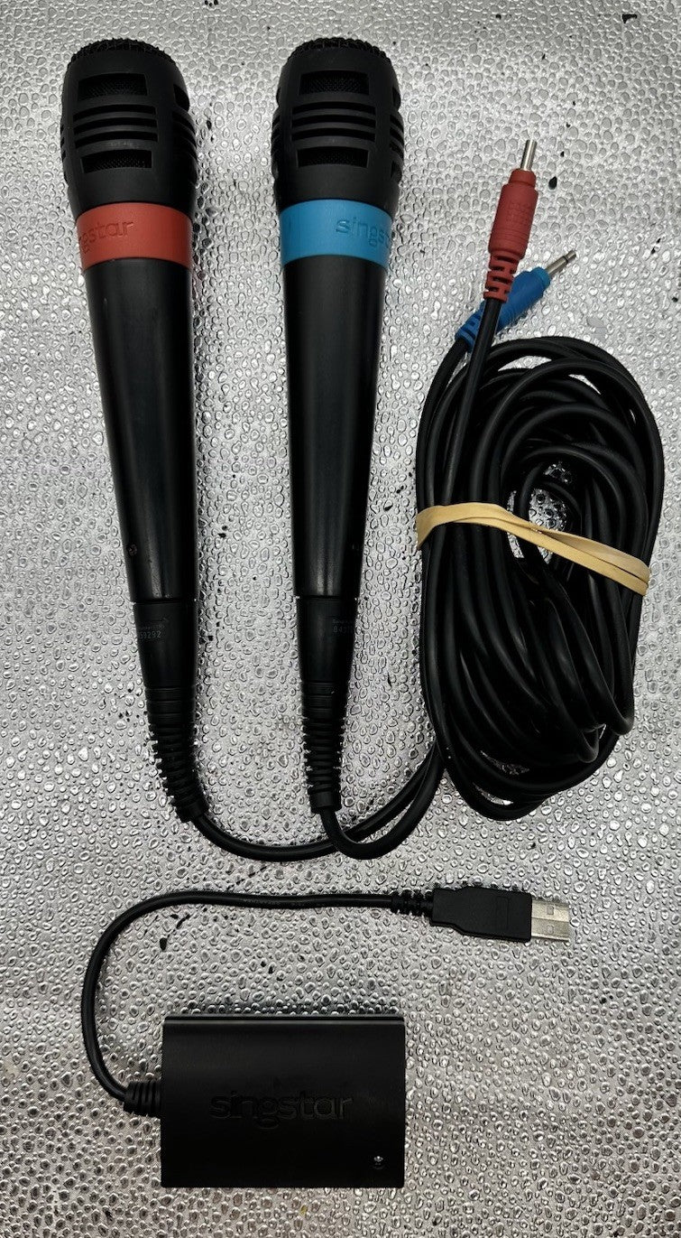 Official Wired Sing Star Mic Set - PS2 PS3 - Tested & Working