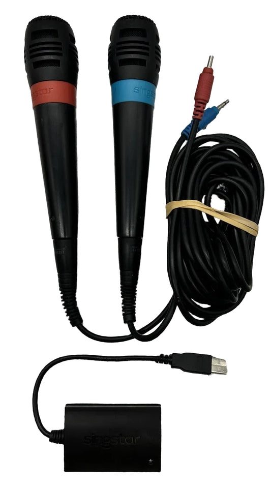 Official Wired Sing Star Mic Set - PS2 PS3 - Tested & Working