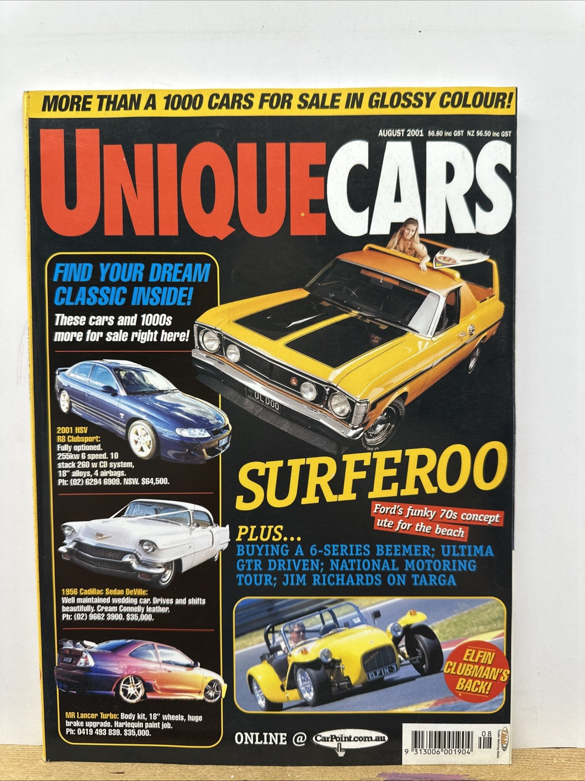 Unique Cars August 2001 Magazine In Good Condition