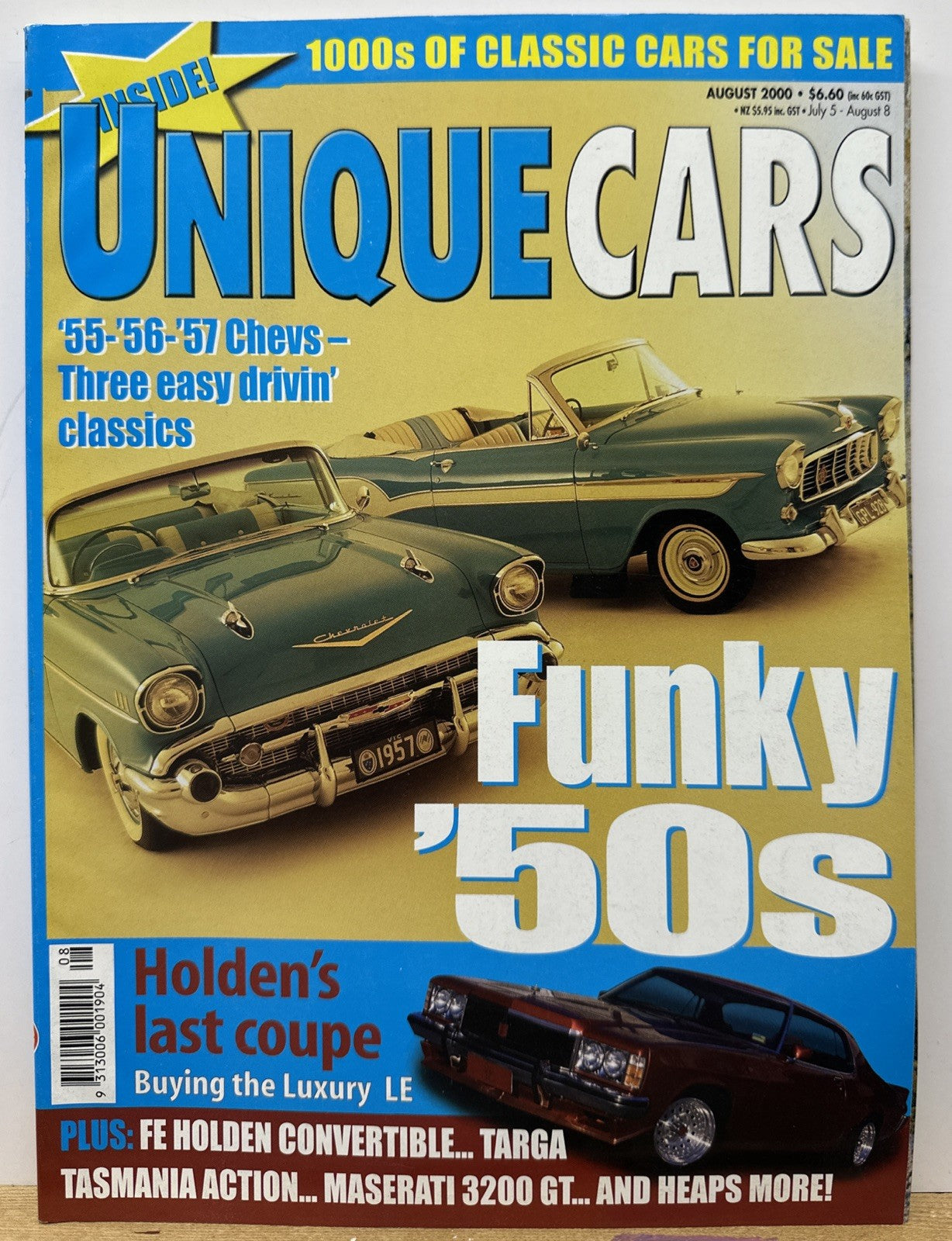 Unique Cars August 2000 Magazine In Good Condition