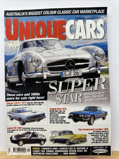 Unique Cars October 2001 Magazine In Good Condition