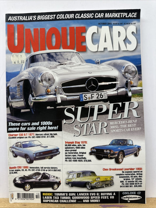 Unique Cars October 2001 Magazine In Good Condition