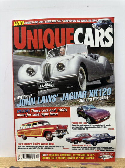 Unique Cars November 2001 Magazine In Good Condition