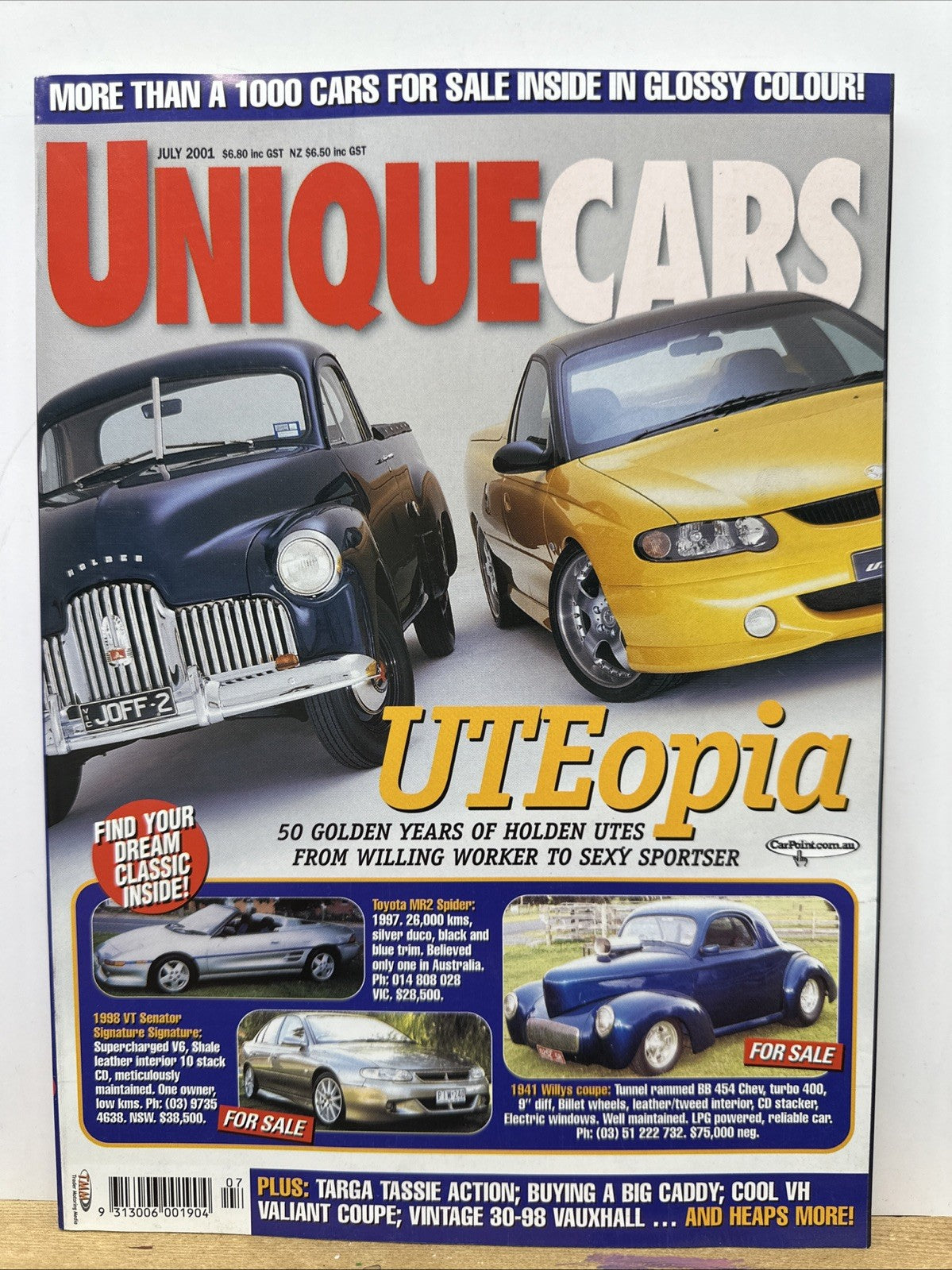 Unique Cars July 2001 Magazine In Good Condition