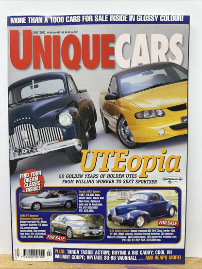 Unique Cars July 2001 Magazine In Good Condition