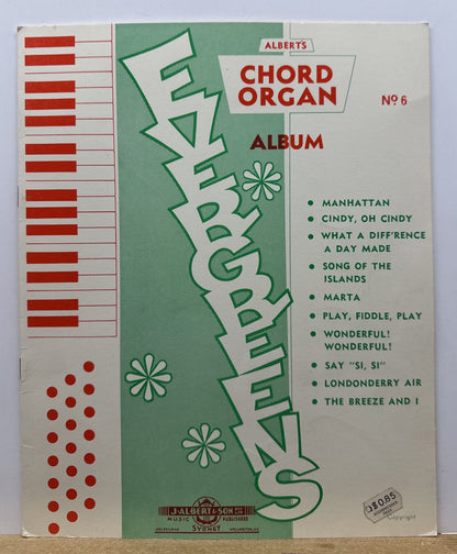 Albert's Chord Organ Album Number 6 Evergreens Music In Good Condition