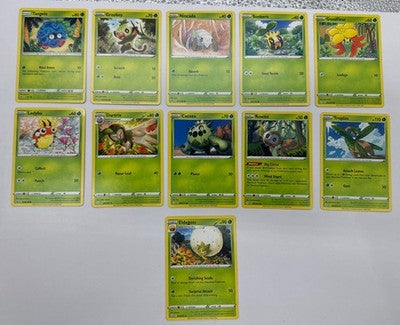 11 X Pokemon Grass Trading Cards Collection Random Years & Series GC 8778-10