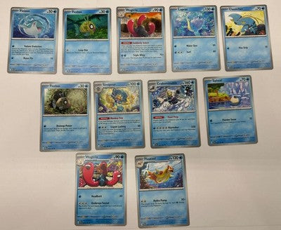 11 X Pokemon Water Trading Cards Collection Random Years & Series GC 8778-62
