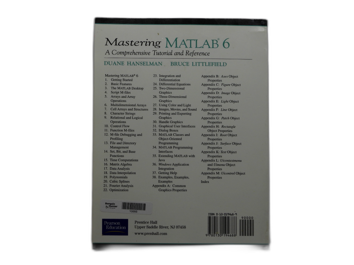 Mastering Matlab 6 Programming Tutorial and Reference Book Pearson Education