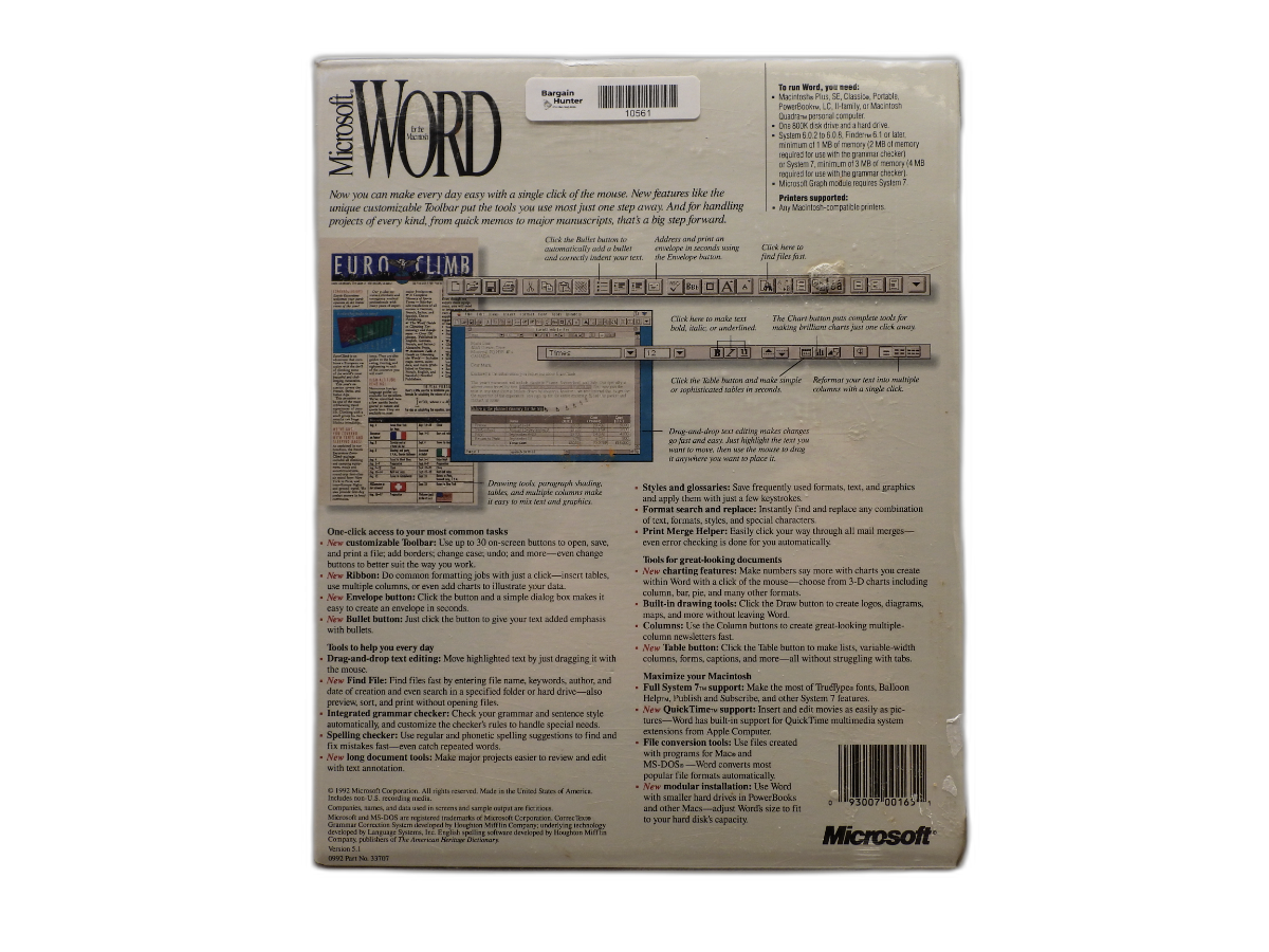 Microsoft Word Version 5 Macintosh Software