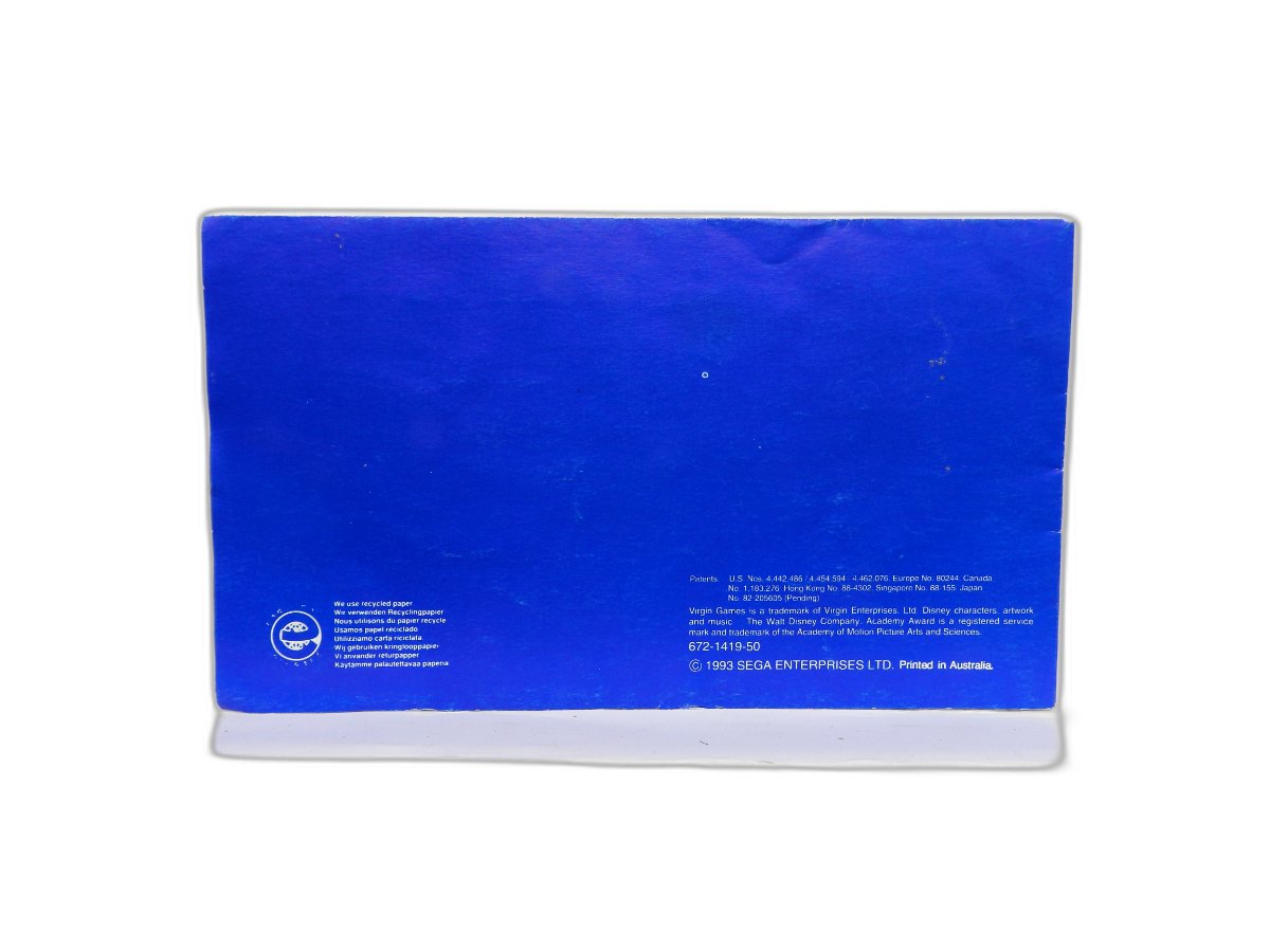 Disney's Aladdin Sega Game Gear Instruction Manual