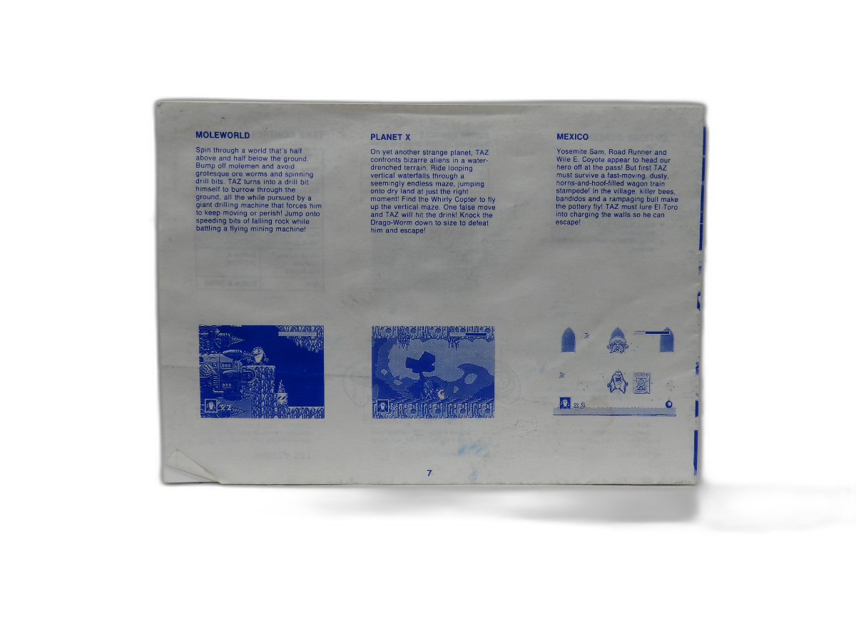 Taz in Escape From Mars Instruction Manual Mega Drive Sega