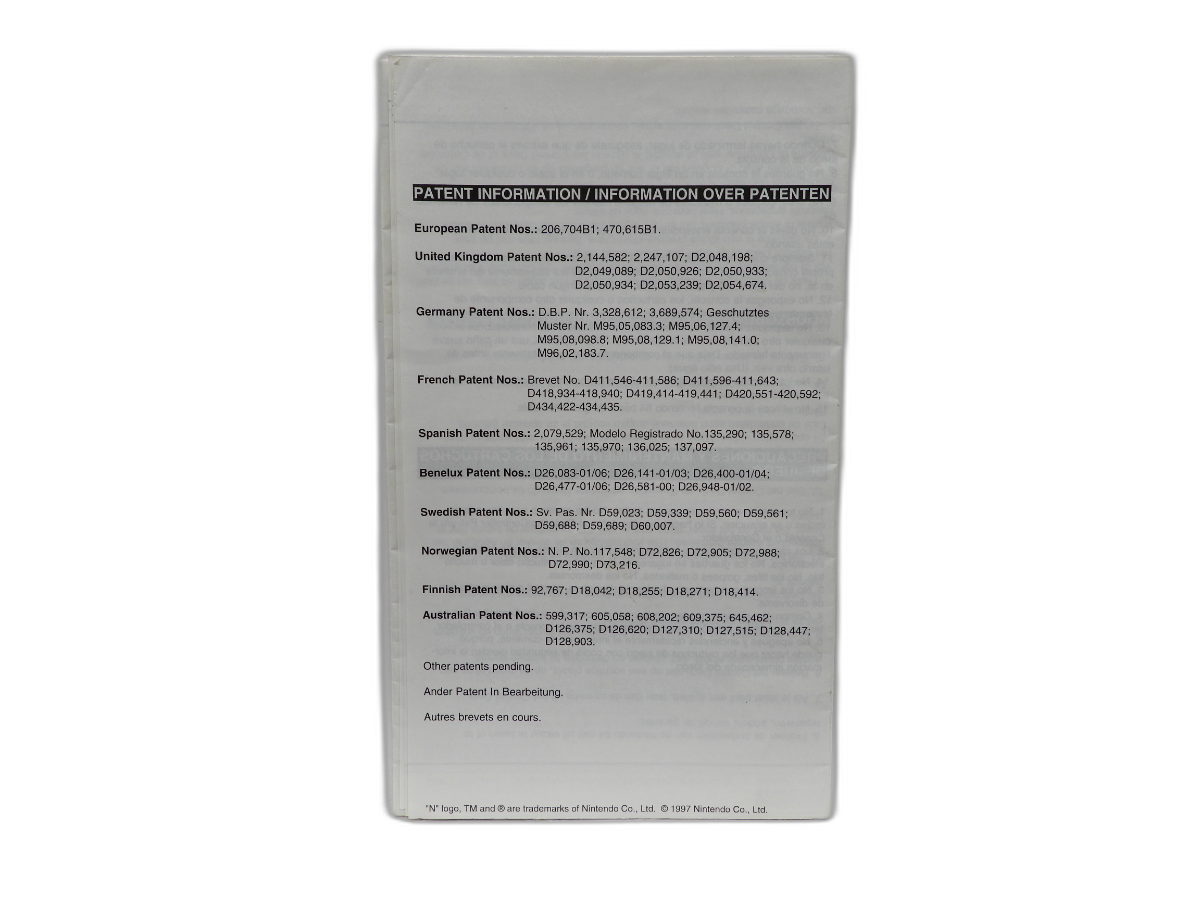 Nintendo 64 Instruction Manual Game