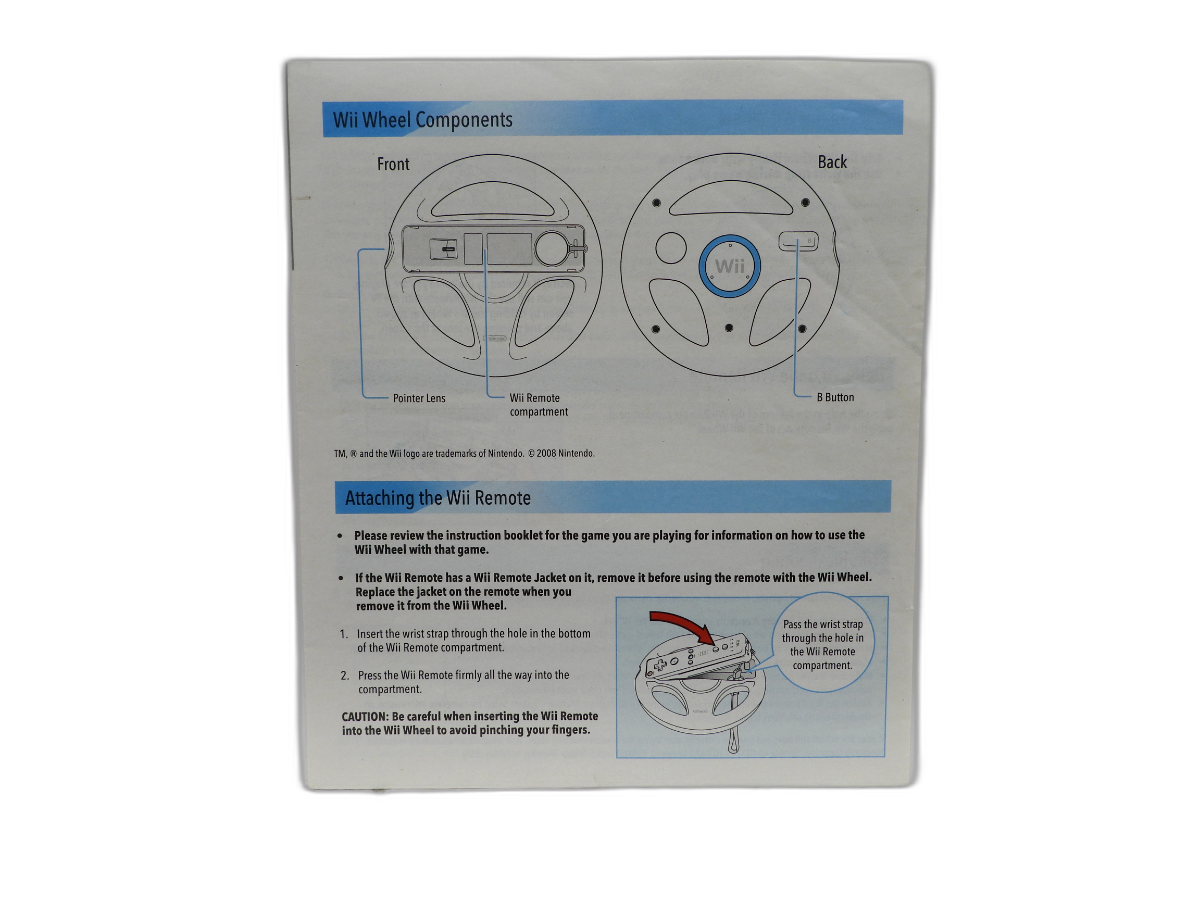Nintendo Wii Wheel Controller With Manual Game