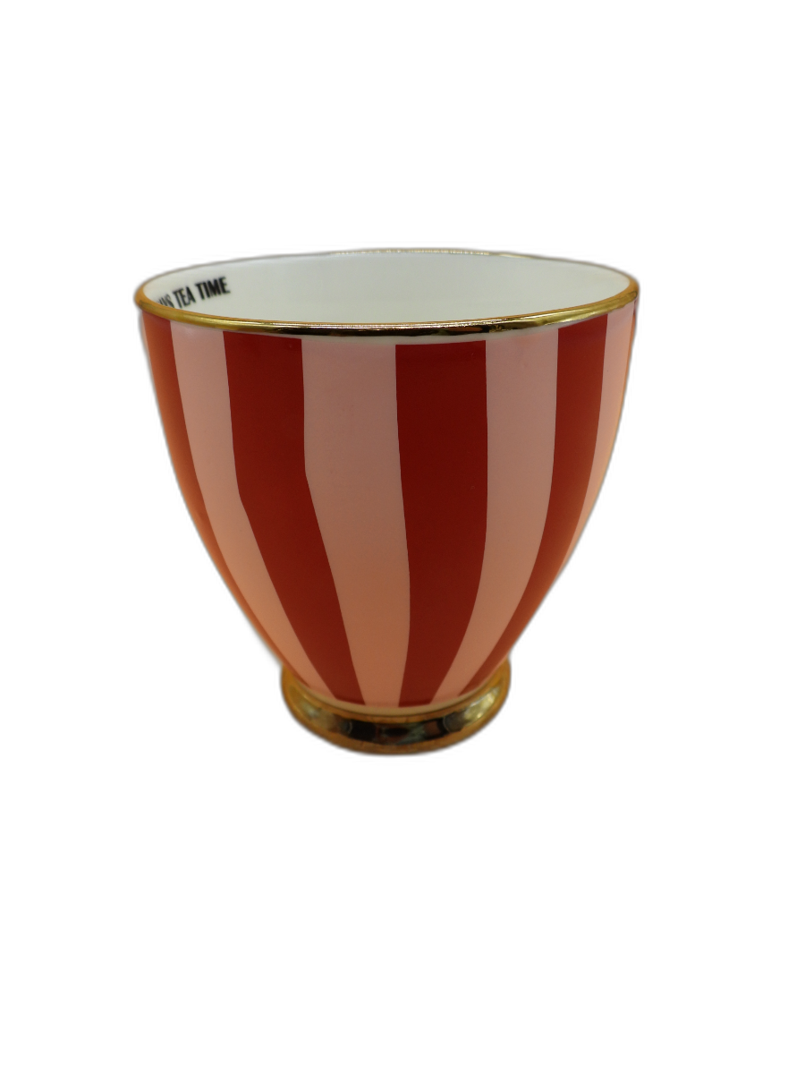Gold Trimmed Striped Tea Cup