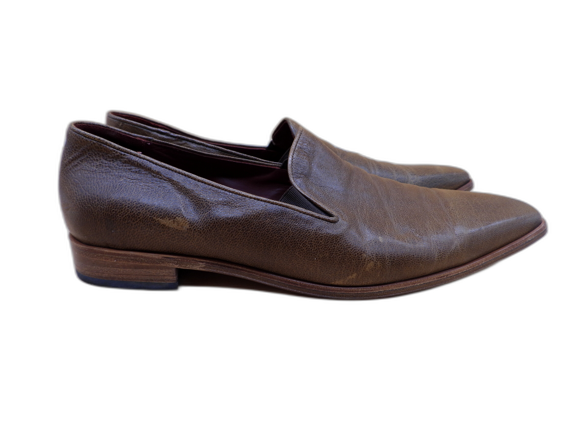 R and Williams Men's Brown Leather Slip on Loafers