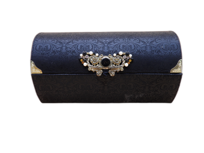 GHD Black Decorative Jewelry Storage Box w/ Mirror – Brass Accents – Damaged