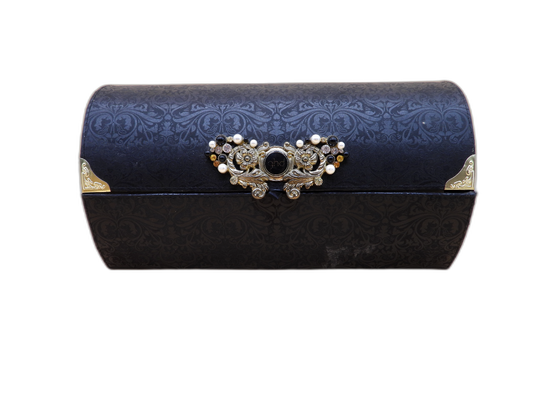 GHD Black Decorative Jewelry Storage Box w/ Mirror – Brass Accents – Damaged