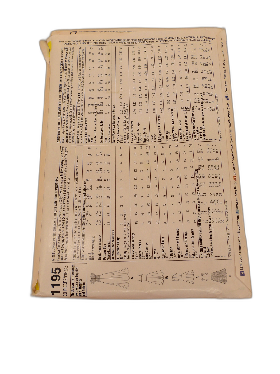 Simplicity 1195 Misses and Petite Dress Sewing Pattern