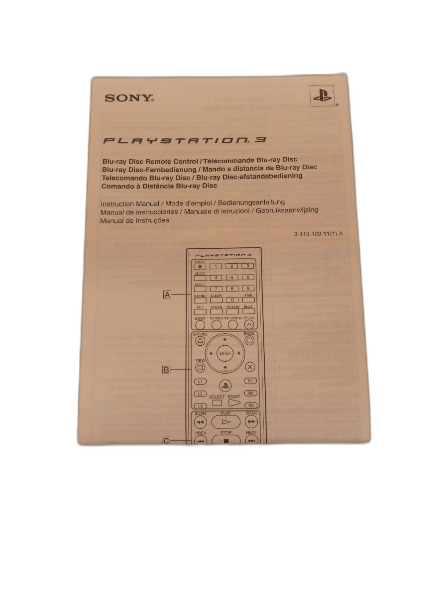 PlayStation 3 Blu Ray Remote Instruction Manual Sony Game