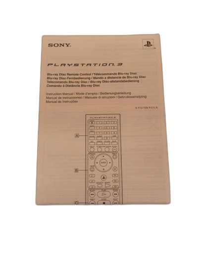PlayStation 3 Blu Ray Remote Instruction Manual Sony Game