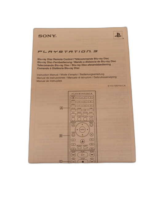 PlayStation 3 Blu Ray Remote Instruction Manual Sony Game