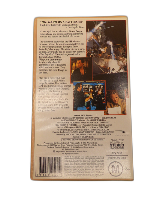 Under Siege Vhs Tape Steven Seagal Action Movie Warner Bros.