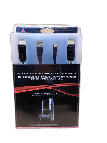 Sony Hdmi and Usb 2.0 Cable Pack for PlayStation 3 New Sealed 