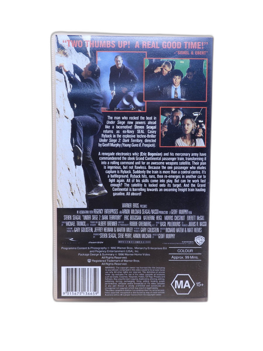 Under Siege 2 Dark Territory Vhs Steven Seagal Action Movie Warner Bros.