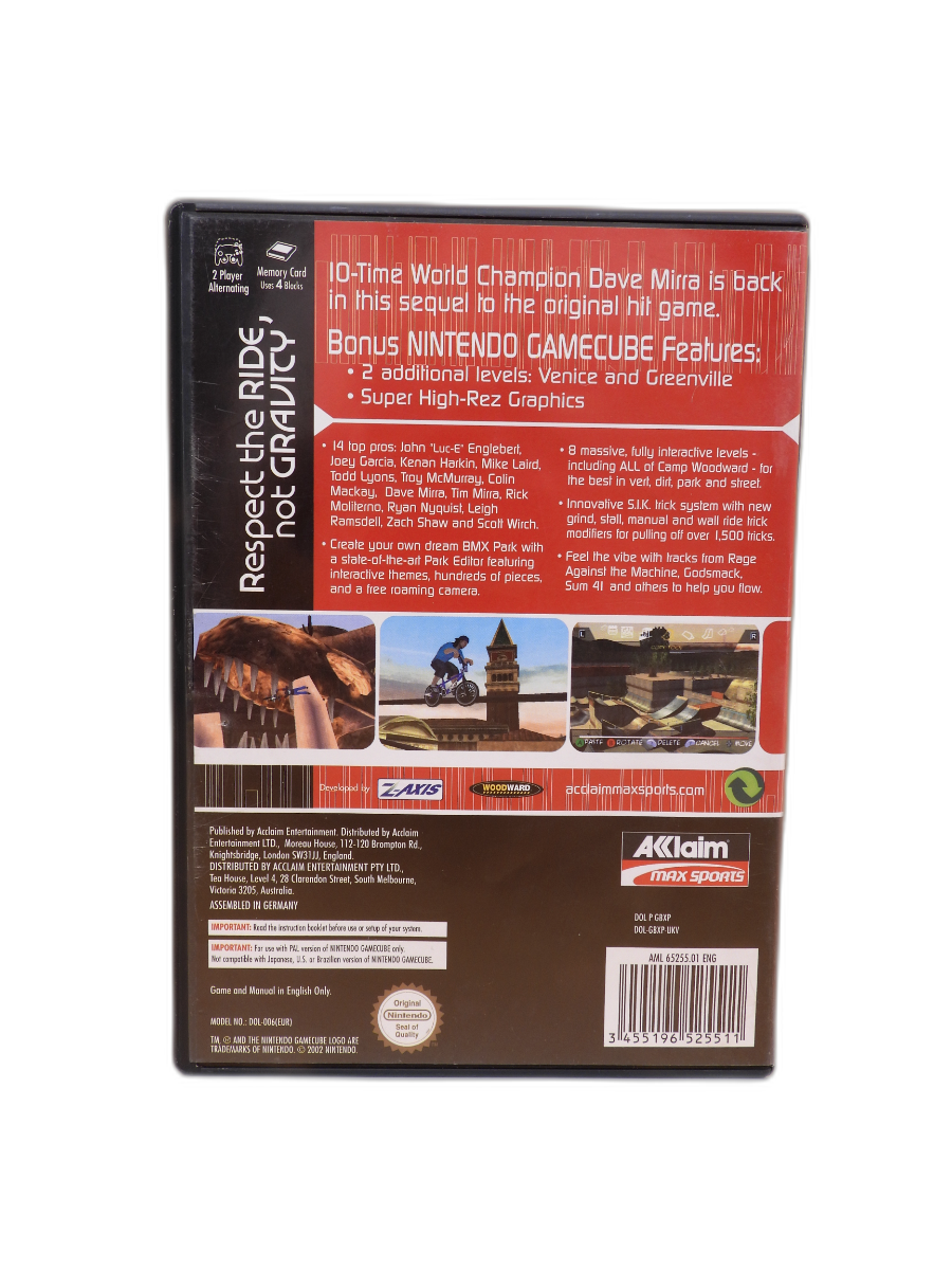 Dave Mirra Freestyle Bmx 2 Nintendo Gamecube Acclaim Game