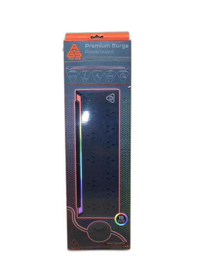 Ags 12 Outlet Surge Protector Powerboard With Rgb Light and Foot Switch Game