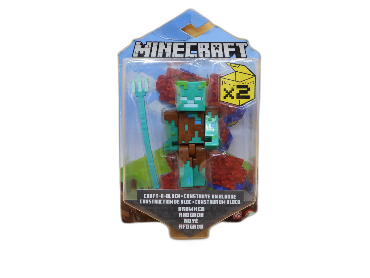 Minecraft Drowned Craft a Block Figure Mattel