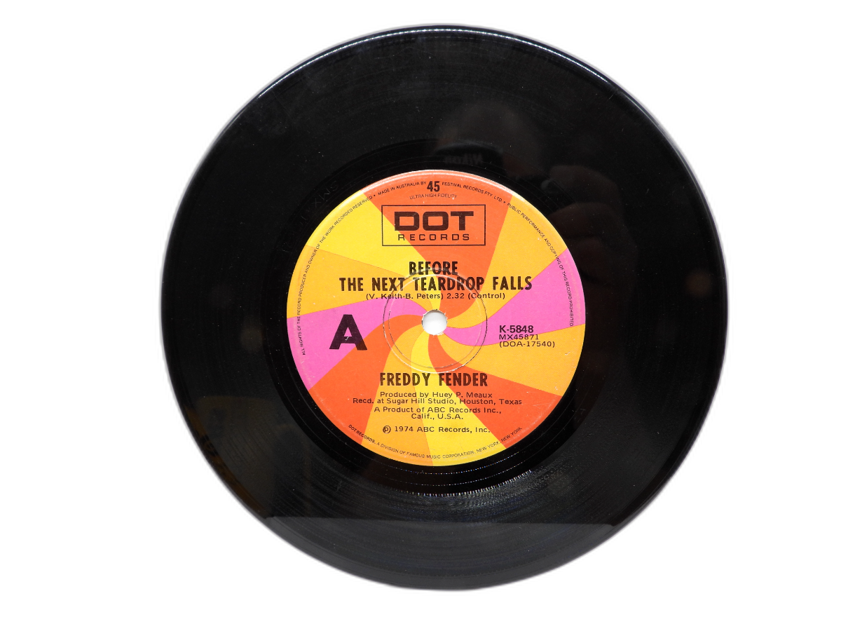 Freddy Fender Before the Next Teardrop Falls 45 Rpm Vinyl Single Dot Records