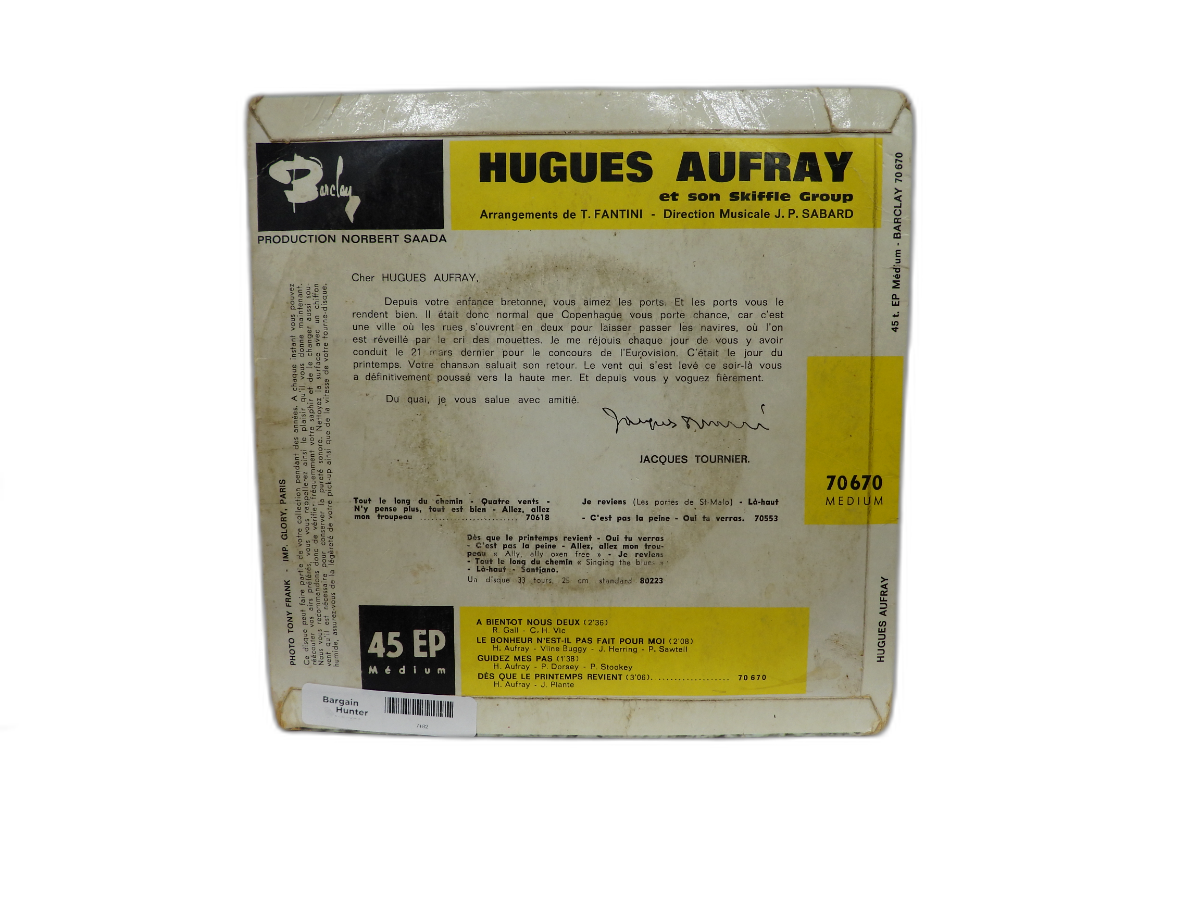 Hugues Aufray 45 Ep Barclay 70670 Vinyl Record
