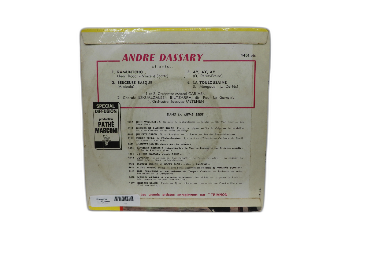 André Dassary Ramuntcho Berceuse Basque 45 Rpm Vinyl Trianon