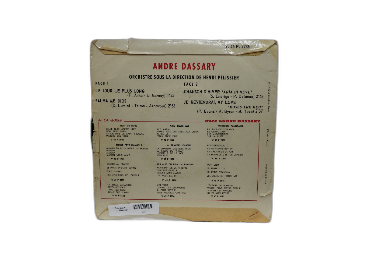 Andre Dassary Le Jour Le Plus Long 45 Rpm Vinyl Record Vega
