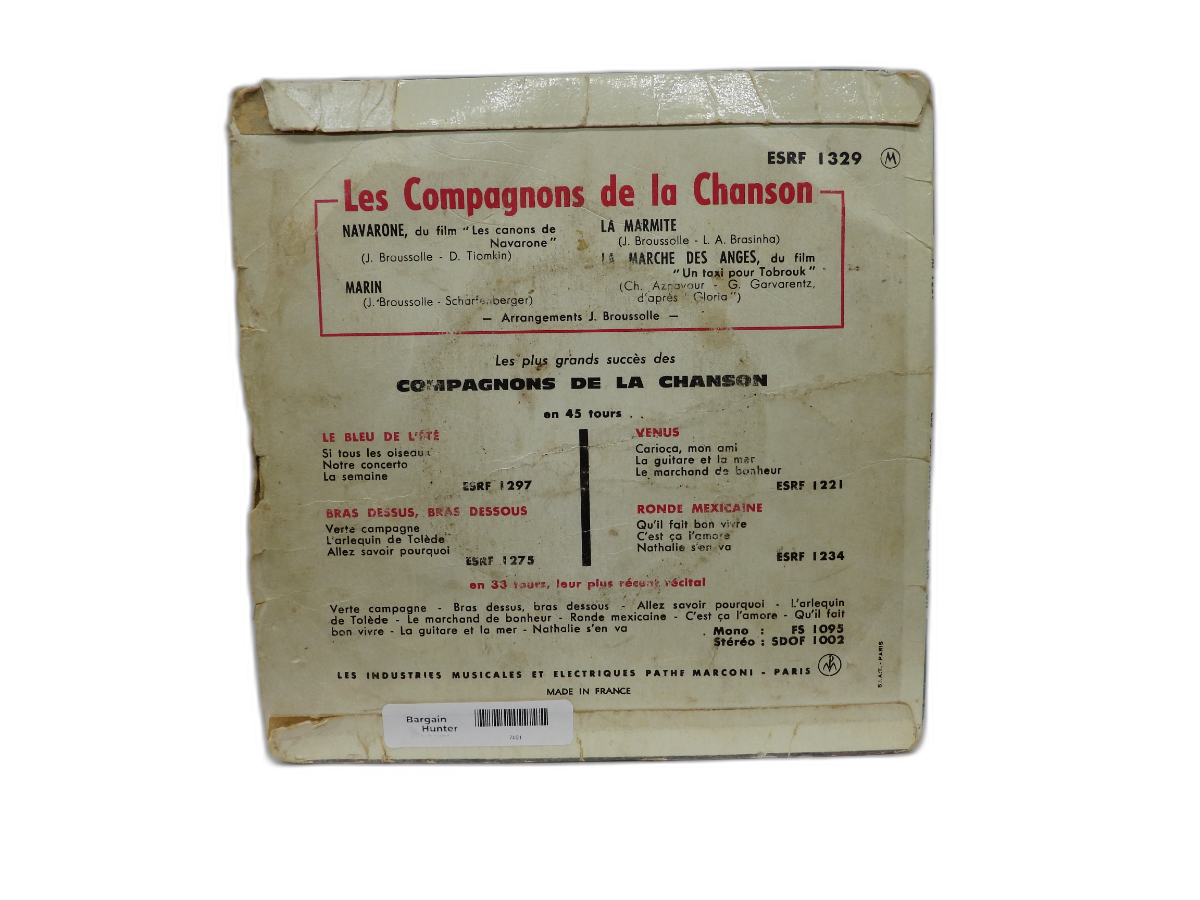 Les Compagnons De La Chanson 45 Rpm Vinyl Record Columbia Esrf 1329