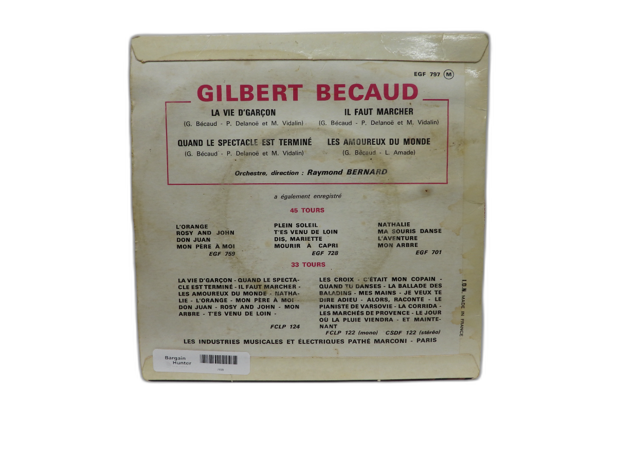 Gilbert Becaud 7 Inch 45 Rpm Vinyl Record Microsillon