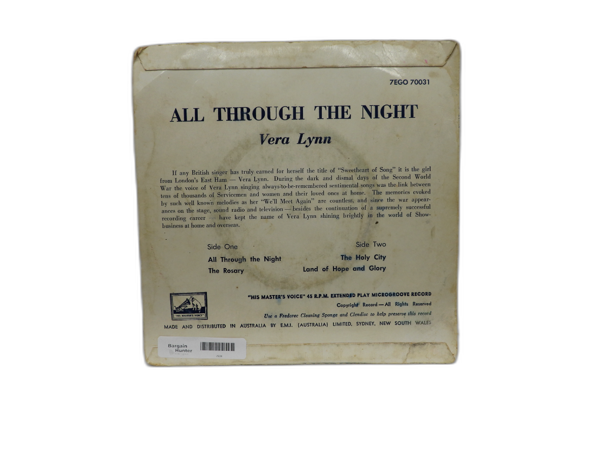 All Through the Night 45 Rpm Vinyl Record Vera Lynn His Master's Voice