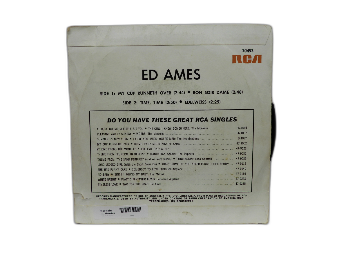 Ed Ames My Cup Runneth Over Rca 45 Ep Vinyl Record