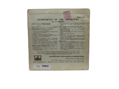 Instruments of the Orchestra No.1 Strings Vinyl 45 Rpm His Master's Voice
