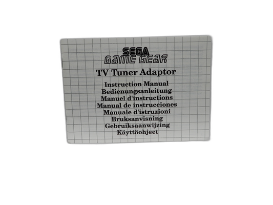 Sega Game Gear Tv Tuner Adaptor Instruction Manual