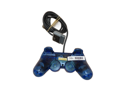 Aftermarket PlayStation 1 Dualshock Wired Controller Blue Transparent Sony Game