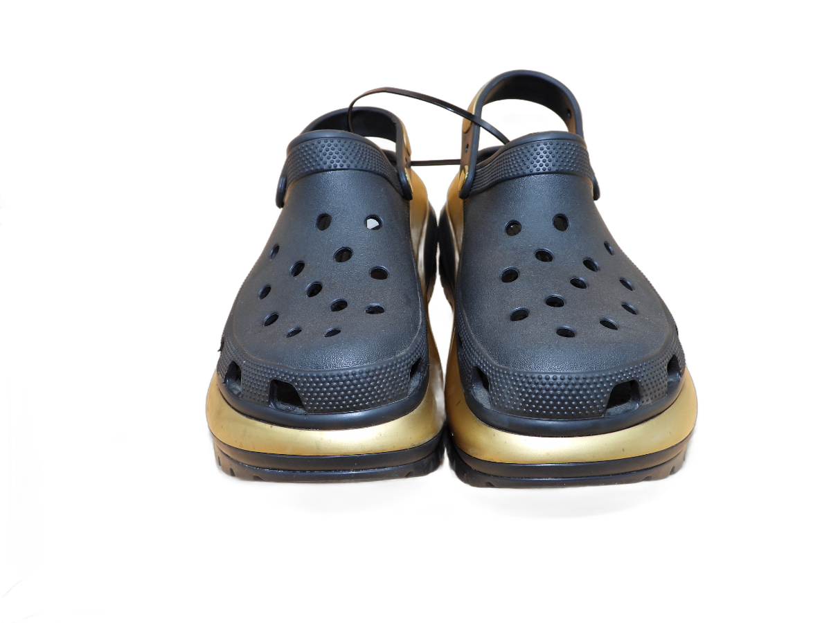 Crocs Mega Crush Metallic Platform Clogs Black Gold Size M8 W10