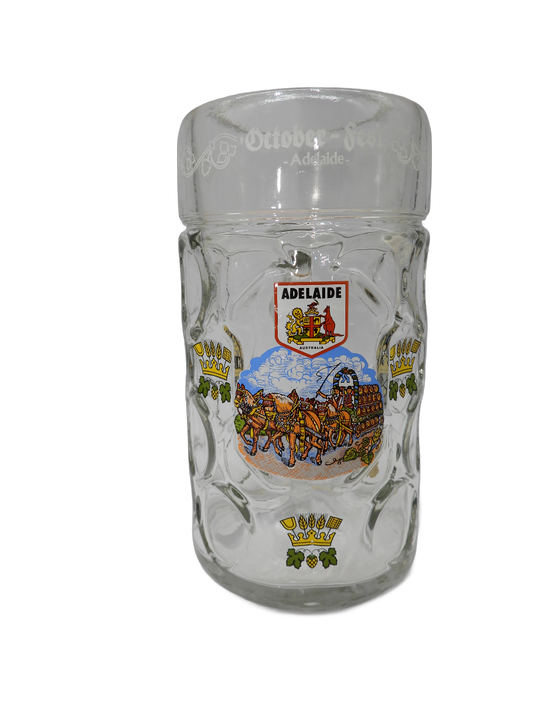 Octoberfest Adelaide Glass Beer Stein Mug