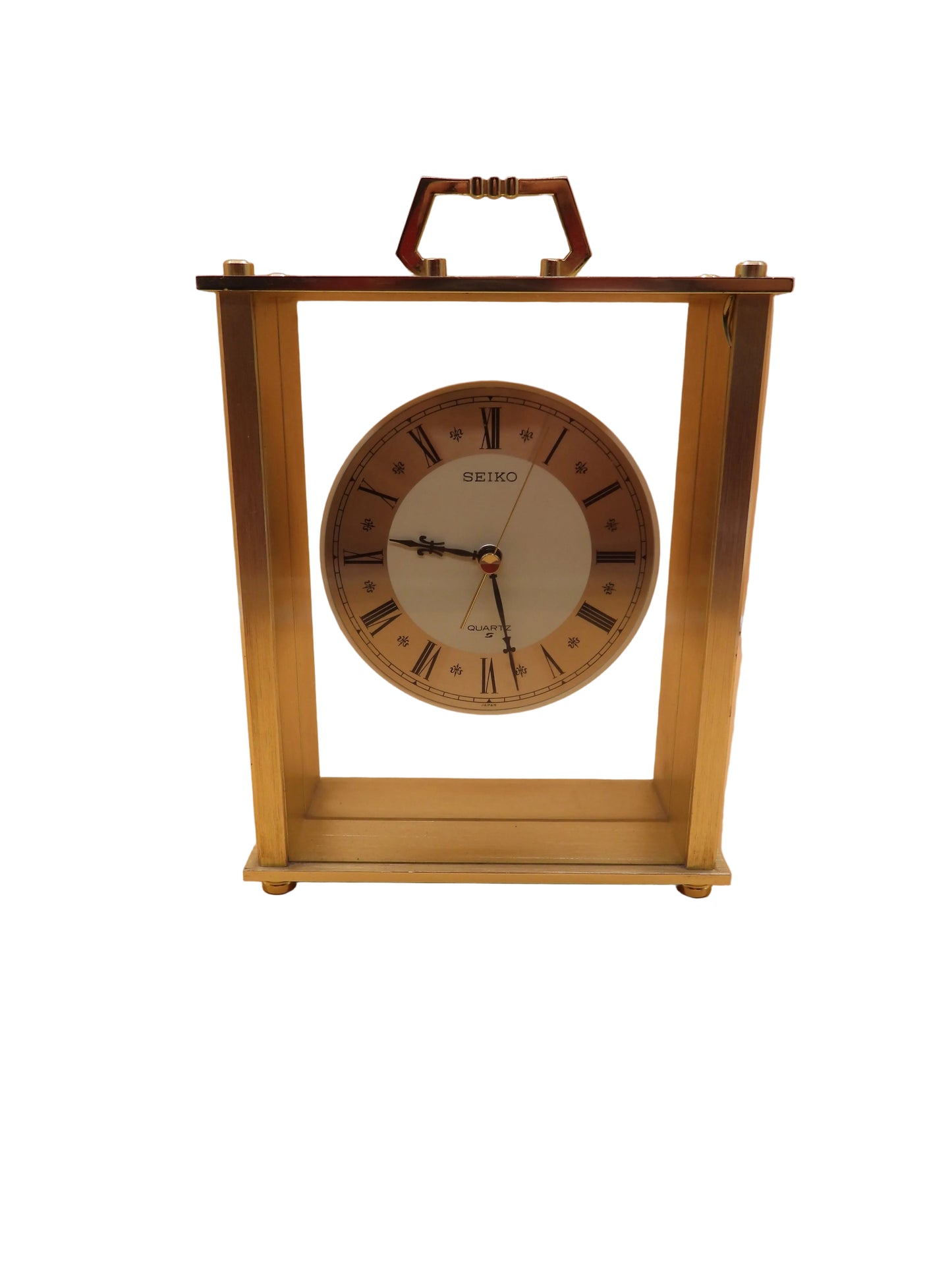 Seiko Quartz Lucite Skeleton Mantel Clock Damaged Glass