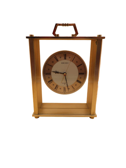 Seiko Quartz Lucite Skeleton Mantel Clock Damaged Glass